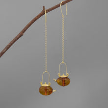 Load image into Gallery viewer, INATURE Natural Amber Teapot Drop Earrings 925 Sterling Silver Fine Jewelry
