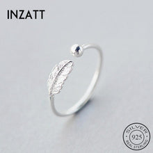 Load image into Gallery viewer, INZATT Authentic 925 Sterling Silver Cute Feather Personality Adjustable Ring Fine Jewelry For Women Party Elegant Accessories
