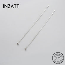 Load image into Gallery viewer, INZATT Minimalist 925 Sterling Silver Dangle Drop Earrings Fine Jewelry Glossy Bead Long Tassel Metal Chain Pendientes 2018 Gift
