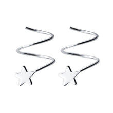 Load image into Gallery viewer, INZATT Real 925 Sterling Silve Star Wave Hoop Earrings For Fashion Women Party Minimalist Fine Jewelry 2019 Accessories
