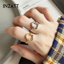 Load image into Gallery viewer, INZATT Real 925 Sterling Silver Geometric Round Ring For Fashion Women Trendy Punk Fine Jewelry Minimalist Accessories 2019 Gift
