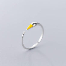 Load image into Gallery viewer, INZATT Real 925 Sterling Silver Minimalist Enamel Opening Ring For Fashion Women Unique Design Swan Ring Fine Jewelry Accessorie
