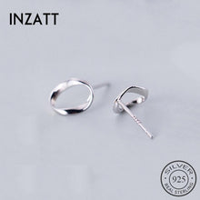 Load image into Gallery viewer, INZATT Real 925 Sterling Silver Twist Round Stud Earrings For Fashion Women Party Rock Fine Jewelry Minimalist 2019 Accessories
