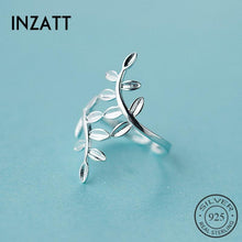 Load image into Gallery viewer, INZATT Trendy 925 Sterling Silver Minimalist Leaves Personality Adjustable Ring Fine Jewelry For Women Cute Party Accessories
