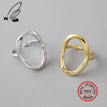 Load image into Gallery viewer, Irregular Hollow Out Ellipse 925 sterling silver rings for women resizable handmade bague femme argent 925 accesorios jewelry
