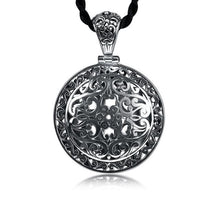 Load image into Gallery viewer, JIASHUNTAI Retro 925 Silver Sterling Big Pendant Necklace Round Hollow Carved Large Medal Silver Jewelry For Women and Men
