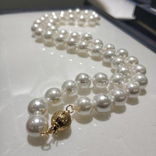 Load image into Gallery viewer, JYX Shell Pearl Necklace Jewelry  8-8.5mm Round White Natural Sea Shell Pearl Necklace 18" High Luster top necklace
