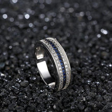 Load image into Gallery viewer, Jellystory 925 Sterling Silver Ring with Round Sapphire Zircon Gemstone Fine Jewelry ring for Women Wedding Party Gift wholesale
