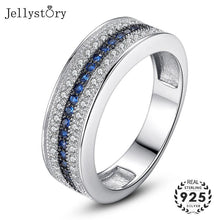 Load image into Gallery viewer, Jellystory 925 Sterling Silver Ring with Round Sapphire Zircon Gemstone Fine Jewelry ring for Women Wedding Party Gift wholesale
