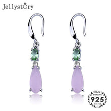 Load image into Gallery viewer, Jellystory Fashion 925 silver Earrings with Water drop Shape Pink Gemstone Emerald Earring for Women Wedding Party Gifts jewelry

