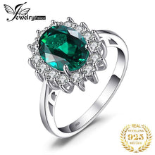 Load image into Gallery viewer, JewPalace Princess Diana Simulated Emerald Ring 925 Sterling Silver Rings for Women Engagement Ring Silver 925 Gemstones Jewelry
