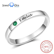 Load image into Gallery viewer, JewelOra 925 Sterling Silver Personalized Name Ring with Birthstone Custom Name Engraved Silver 925 Rings for Women Fine Jewelry

