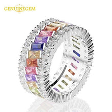 Load image into Gallery viewer, Jewepisode 100% Pure 925 Sterling Silver Created Moissanite Circle Finger Rings for Women Engagement Jewelry Christmas Gifts
