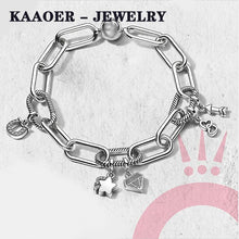 Load image into Gallery viewer, KAAOER 2019 new 100% 925 Sterling Silver 11 ME series pandoras tie around love diamond stars lucky horseshoe pendant bracelet
