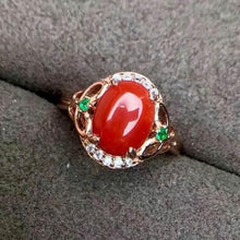 Load image into Gallery viewer, KJJEAXCMY Fine jewelry 925 Sterling Silver with red coral female ring and silver certificate can be selected
