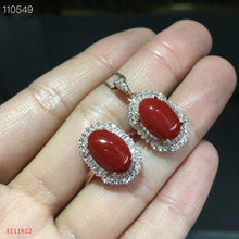 Load image into Gallery viewer, KJJEAXCMY boutique jewels 925 sterling silver inlaid Natural Ruby Red Coral Pendant Necklace Ring suit support detection
