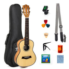 Load image into Gallery viewer, Kmise Concert Ukulele 23 inch Ukelele Tiger Flame Okoume Starter Kit Classical Guitar Head with Gig Bag Tuner Strap String
