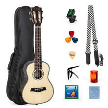 Load image into Gallery viewer, Kmise Concert Ukulele 23 inch Ukelele Tiger Flame Okoume Starter Kit Classical Guitar Head with Gig Bag Tuner Strap String
