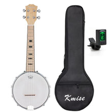 Load image into Gallery viewer, Kmise Ukulele Banjo Concert Ukelele 4 String Uke 23 inch Sapele Polyester Film Drumhead with Gig Bag Tuner
