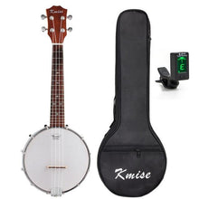 Load image into Gallery viewer, Kmise Ukulele Banjo Concert Ukelele 4 String Uke 23 inch Sapele Polyester Film Drumhead with Gig Bag Tuner
