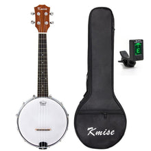 Load image into Gallery viewer, Kmise Ukulele Banjo Concert Ukelele 4 String Uke 23 inch Sapele Polyester Film Drumhead with Gig Bag Tuner
