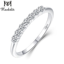 Load image into Gallery viewer, Kuololit 100% Natural Topaz Gemstones Ring for Women Solid 925 Sterling Silver  White Topaz Wedding Band Ring Gifts Fine Jewelry
