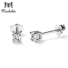 Load image into Gallery viewer, Kuololit 100% Solitaire Gemstone Stud Earrings for Women Solid 925 Sterling Silver D color Moissanit Fine Jewelry New Arrival
