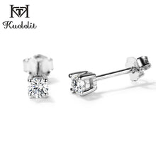 Load image into Gallery viewer, Kuololit 100% Solitaire Gemstone Stud Earrings for Women Solid 925 Sterling Silver D color Moissanit Fine Jewelry New Arrival
