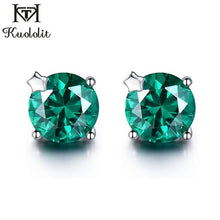 Load image into Gallery viewer, Kuololit Tanzanite Gemstone Stud Earrings for Women Solid 925 Sterling Silver Wedding Handmade Jewelry Fashion Gift For Girl New
