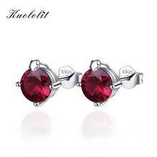 Load image into Gallery viewer, Kuololit Tanzanite Gemstone Stud Earrings for Women Solid 925 Sterling Silver Wedding Handmade Jewelry Fashion Gift For Girl New
