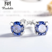 Load image into Gallery viewer, Kuololit Tanzanite Gemstone Stud Earrings for Women Solid 925 Sterling Silver Wedding Handmade Jewelry Fashion Gift For Girl New
