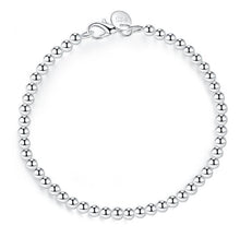 Load image into Gallery viewer, LEKANI 100% 925 Solid Real Sterling Silver Fashion 4mm Beads Chain Bracelet 20cm For Teen Girls Lady Gift Women Fine Jewelry
