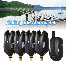 Load image into Gallery viewer, Lixada 5 Size Wireless Electronic Fishing Bite Alarm Set Fishing Receiver Sound Alert Kit Led Alarm Indicator With Zippered Case
