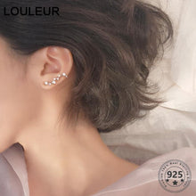 Load image into Gallery viewer, LouLeur 925 Sterling Silver Zircon Stud Earrings Elegant Temperament Shiny Star Earrings For Women Silver Jewelry Sister's Gifts
