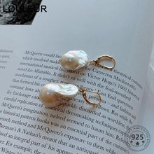 Load image into Gallery viewer, LouLeur Irregular Baroque Pearl Drop Earrings for Women 925 Sterling Silver Nordic Style Earrings Female Eleagnt Luxury Jewelry
