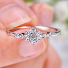 Load image into Gallery viewer, Luxury Female Flower Snowflake Ring 100% Real 925 Sterling Silver Wedding Band Ring Promise Love Engagement Rings For Women
