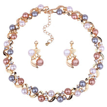 Load image into Gallery viewer, Luxury Pearl Wedding Jewelry Set Necklace Earrings Party Wear Birthday Gift For Mother Wife
