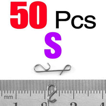 Load image into Gallery viewer, MNFT 50Pcs/Pack Braid Knotless Connectors Fishing Line Wire Connector Fishing Barrel Swivel Accessory Pesca Tackle Tool Lure Kit
