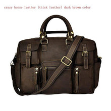 Load image into Gallery viewer, Men Real Leather Antique Large Capacity Travel Briefcase Business 15.6" Laptop Case Attache Messenger Bag Portfolio 3061-b
