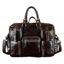 Load image into Gallery viewer, Men Real Leather Antique Large Capacity Travel Briefcase Business 15.6" Laptop Case Attache Messenger Bag Portfolio 3061-b
