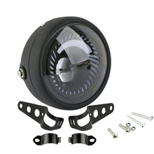 Load image into Gallery viewer, Motorcycle Cafe Racer Bobber 6.5 Inch Led Headlight Spiral White Side Mount Bracket
