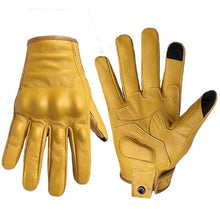 Load image into Gallery viewer, Motorcycle Gloves Touch Screen Leather Yellow Tactics Glove Men Women Bike Cycling Full Finger Motorbike Motor Motocross Luvas
