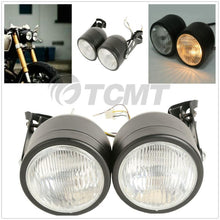 Load image into Gallery viewer, Motorcycle Twin Front Headlight lamp W/ Bracket For Harley Street Fat Boy Dual Sport Dirt Bikes Street Fighter Naked Cafe Racer
