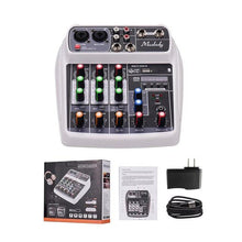 Load image into Gallery viewer, Muslady AI-4 Audio Mixer Compact Sound Card Mixing Console Digital BT MP3 USB Input +48V Phantom Power for Music recording DJ
