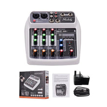 Load image into Gallery viewer, Muslady AI-4 Audio Mixer Compact Sound Card Mixing Console Digital BT MP3 USB Input +48V Phantom Power for Music recording DJ
