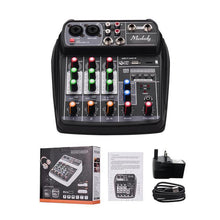 Load image into Gallery viewer, Muslady AI-4 Compact Sound Card Mixing Console Digital Audio Mixer BT MP3 USB Input +48V Phantom Power for Music Recording
