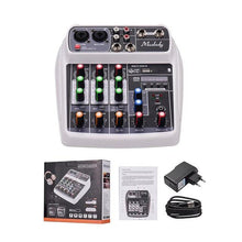 Load image into Gallery viewer, Muslady AI-4 Compact Sound Card Mixing Console Digital Audio Mixer BT MP3 USB Input +48V Phantom Power for Music Recording
