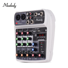Load image into Gallery viewer, Muslady AI-4 Compact Sound Card Mixing Console Digital Audio Mixer BT MP3 USB Input +48V Phantom Power for Music Recording

