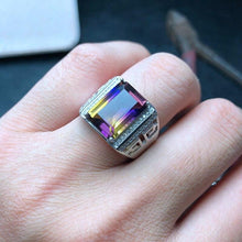 Load image into Gallery viewer, Natural Ametrine Men's Ring, Atmospheric, 925 Silver, Hollow Court Style
