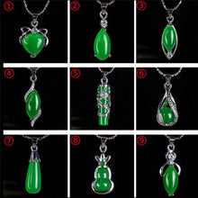Load image into Gallery viewer, Natural Green Hetian Jade Pendant 925 Silver Necklace Chinese Jadeite Amulet Fashion Charm Jewelry Gifts for Women Her
